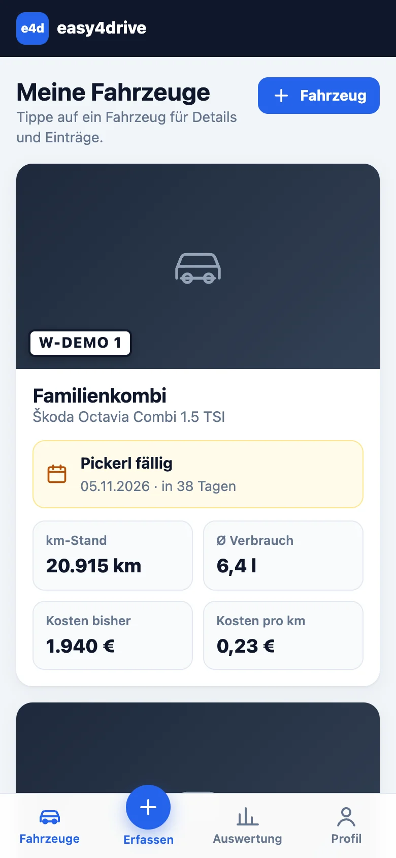 Alle Fahrzeuge auf einen Blick